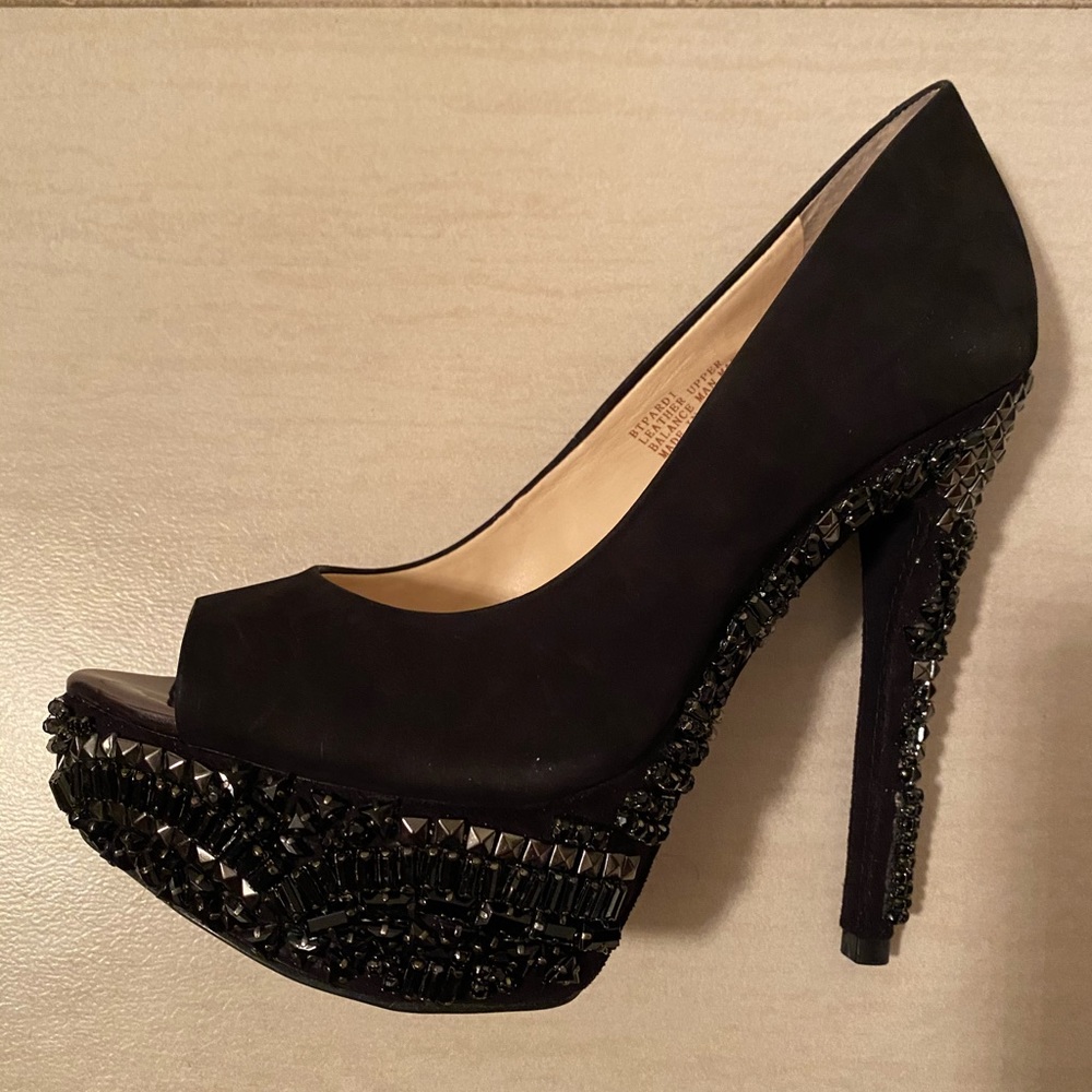 Boutique 9 Pardi Platform Suede Jeweled Heels